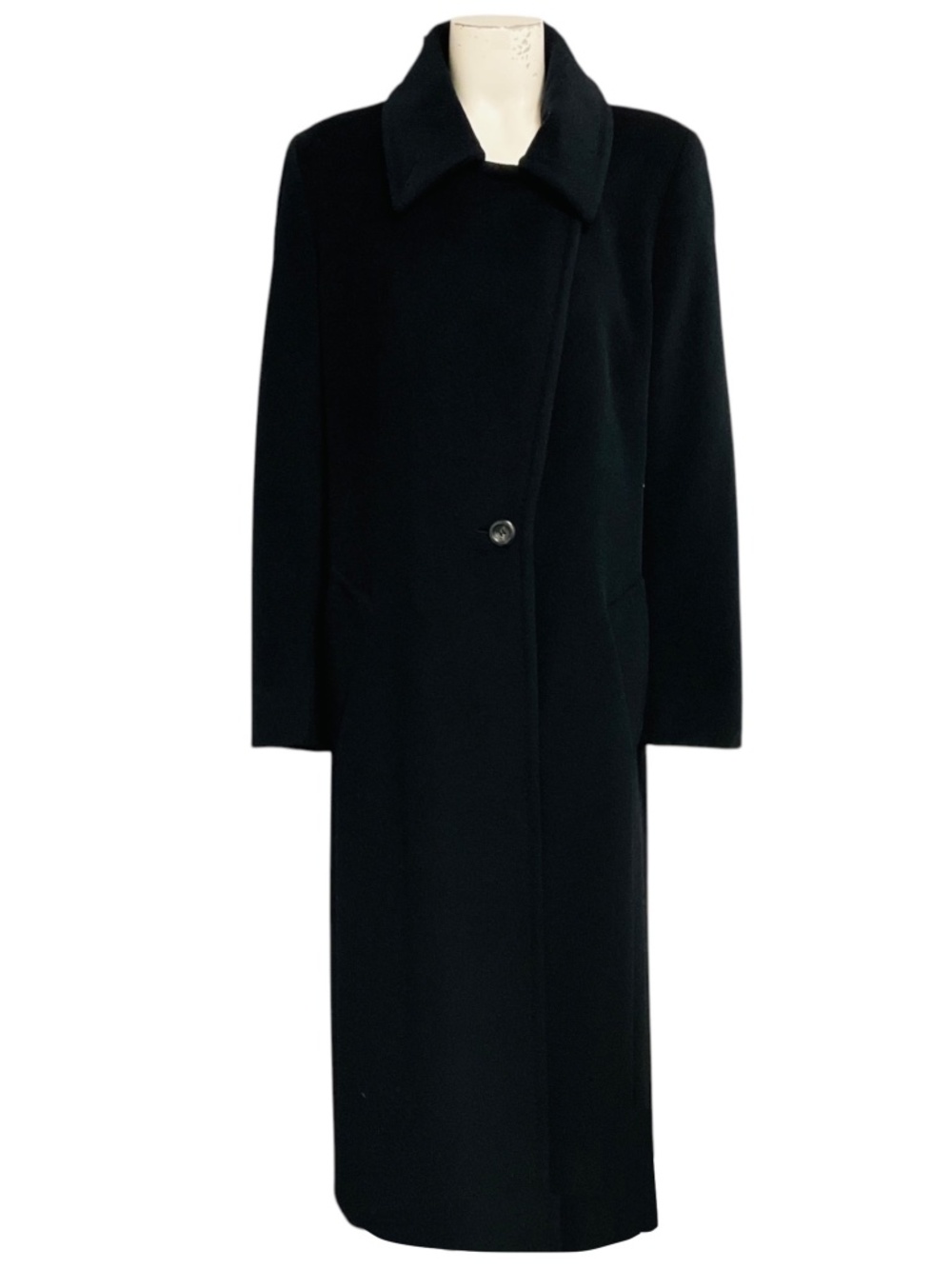 MAX MARA BLACK WOOL AND ANGORA LONG COAT